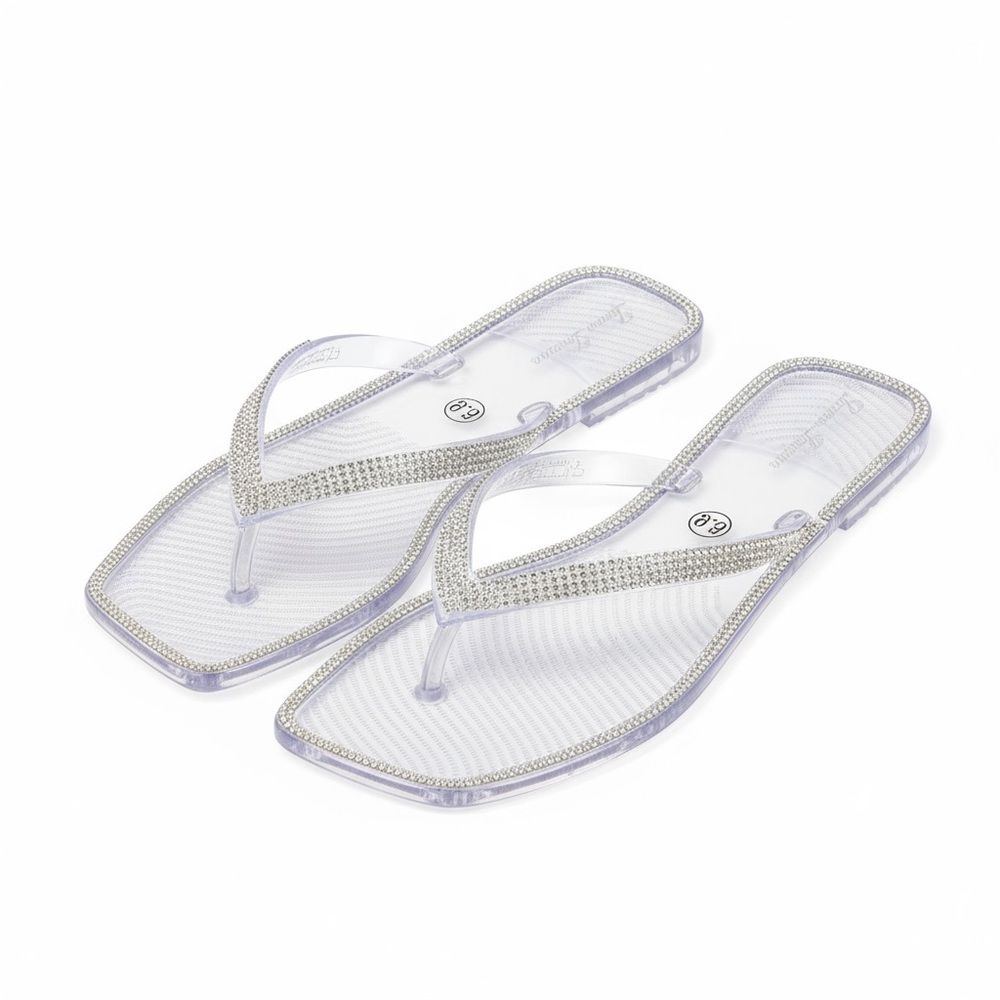 Lauren Lorraine Tampa Jelly Clear Rhinestone Sandals
